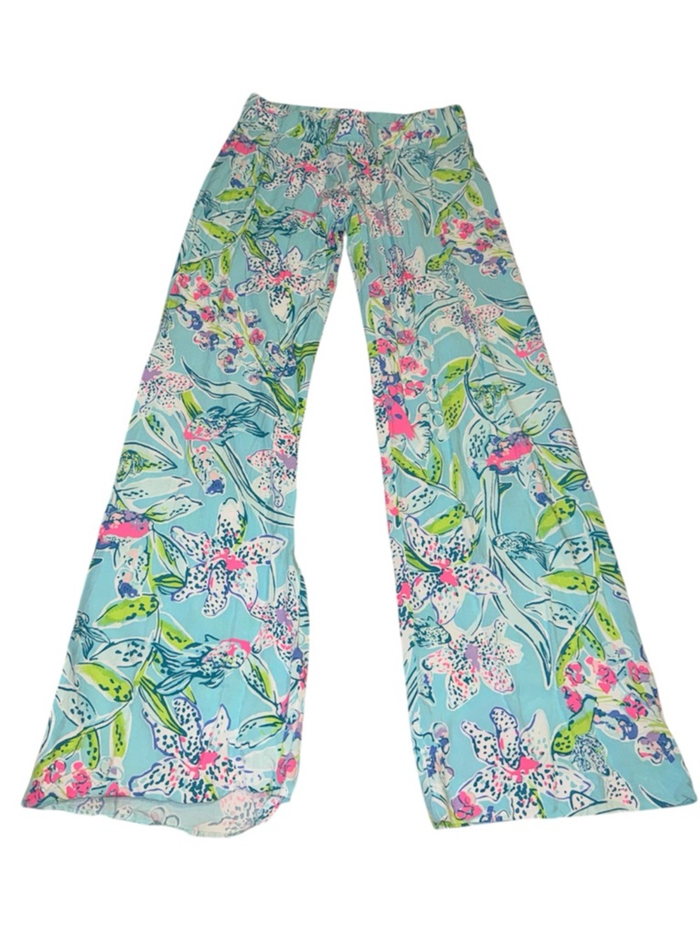 Lilly Pulitzer Floral Wide-Leg Pants - Light Blue